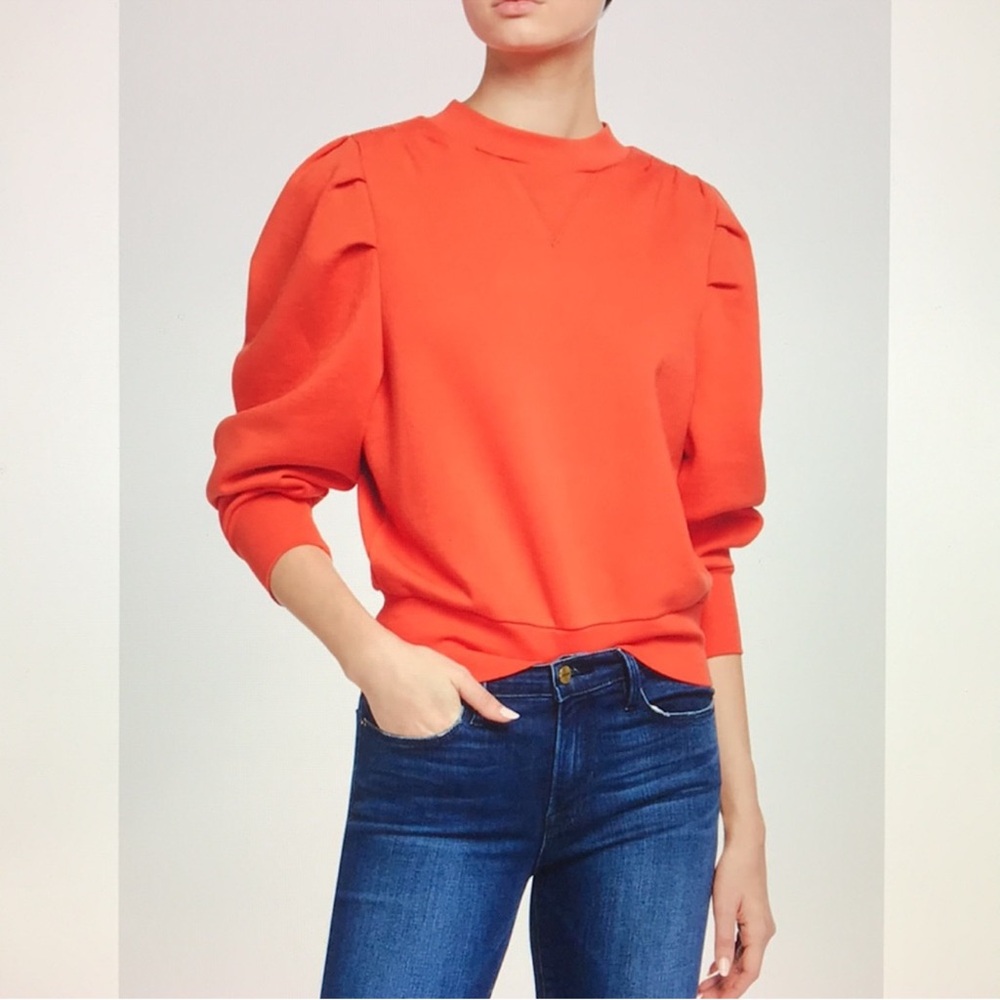 Frame Shirred Sunkist Puff Sleeve Sweatshirt Style LWAC0296